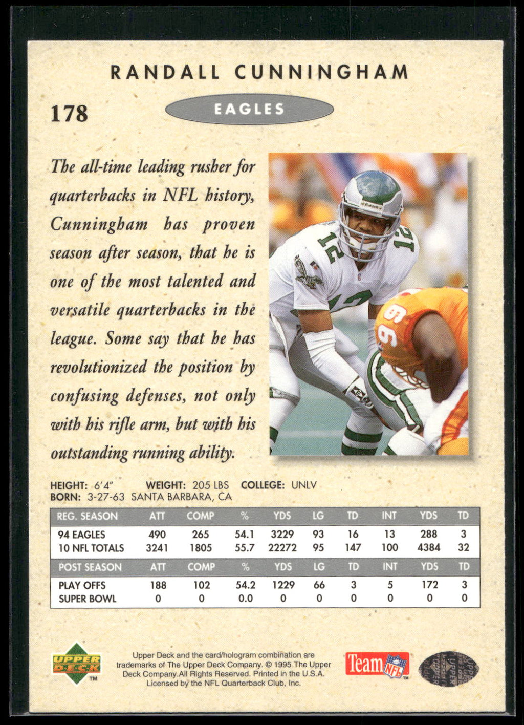 1995 SP Championship #178 Randall Cunningham