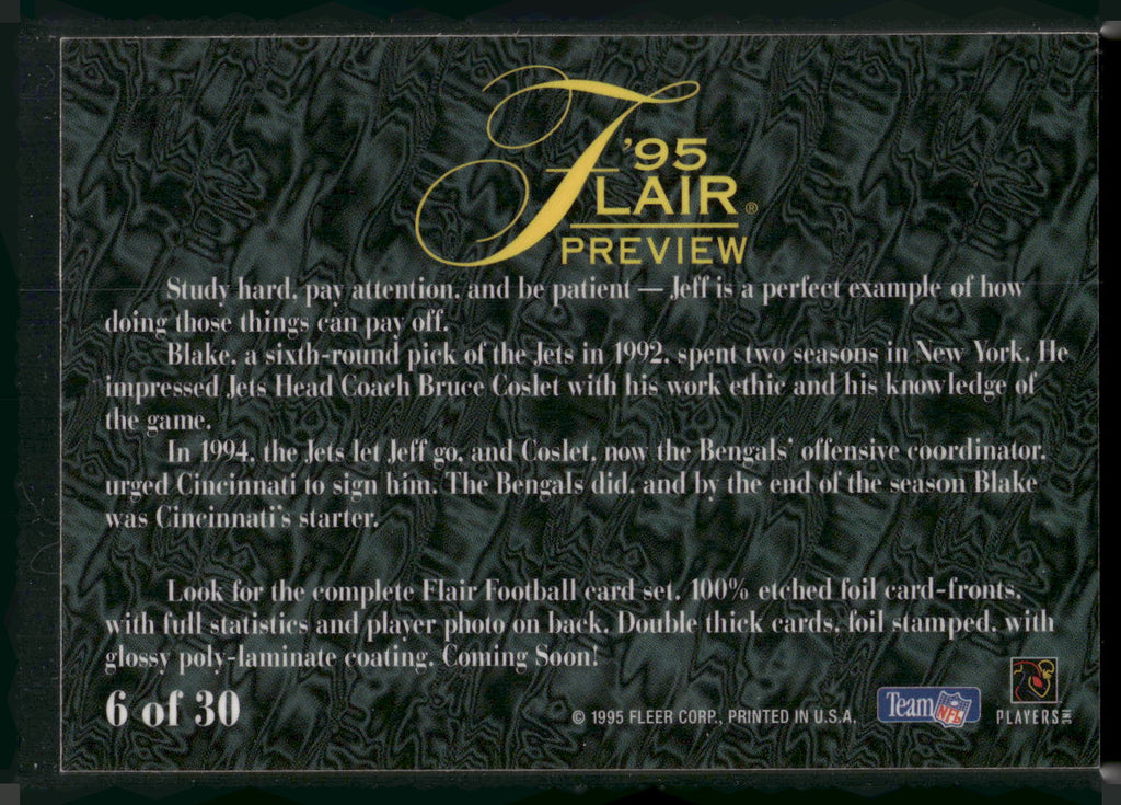 1995 Fleer #6 Jeff Blake Flair Preview