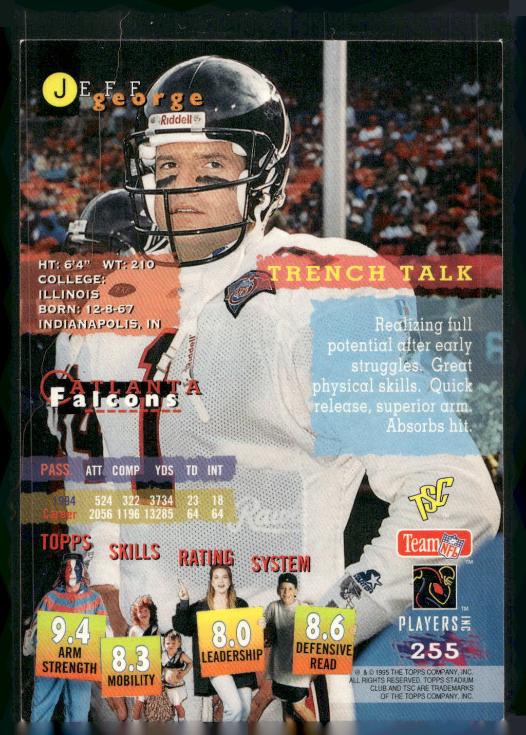 1995 Stadium Club #255 Jeff George