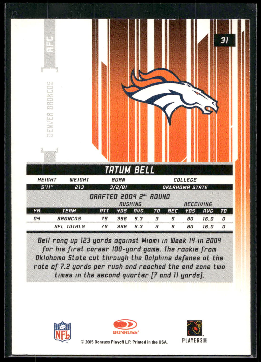 2005 Leaf Rookies & Stars #31 Tatum Bell