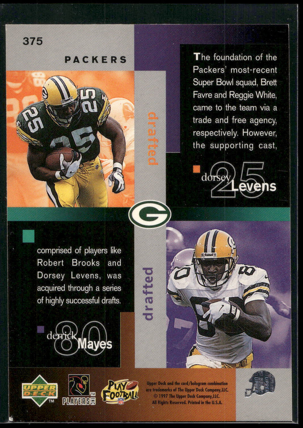 1997 Collector's Choice #375 Brooks / Brett Favre / White / Levens / Mayes