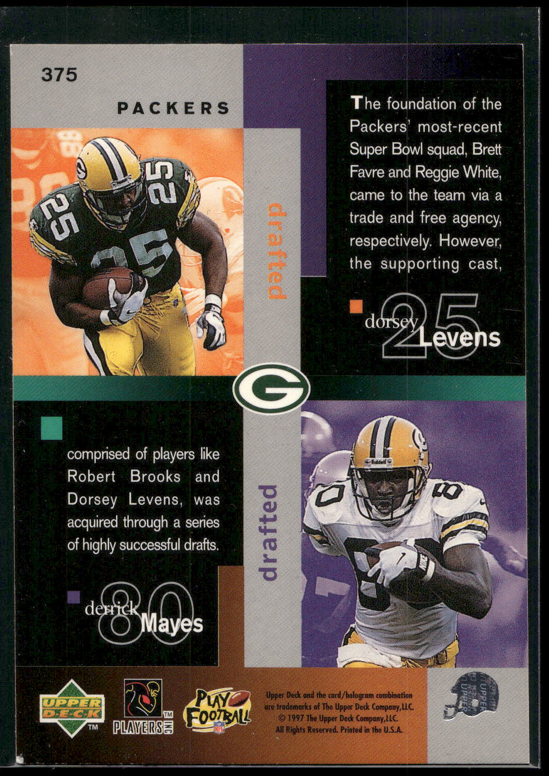 1997 Collector's Choice #375 Brooks / Brett Favre / White / Levens / Mayes