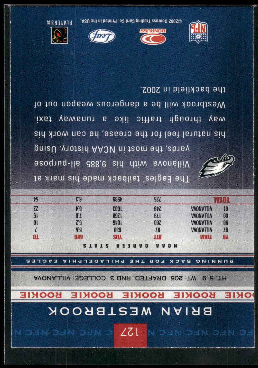 2002 Leaf Rookies & Stars #127 Brian Westbrook