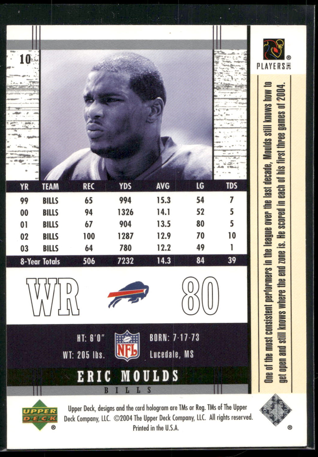 2004 Upper Deck Legends #10 Eric Moulds