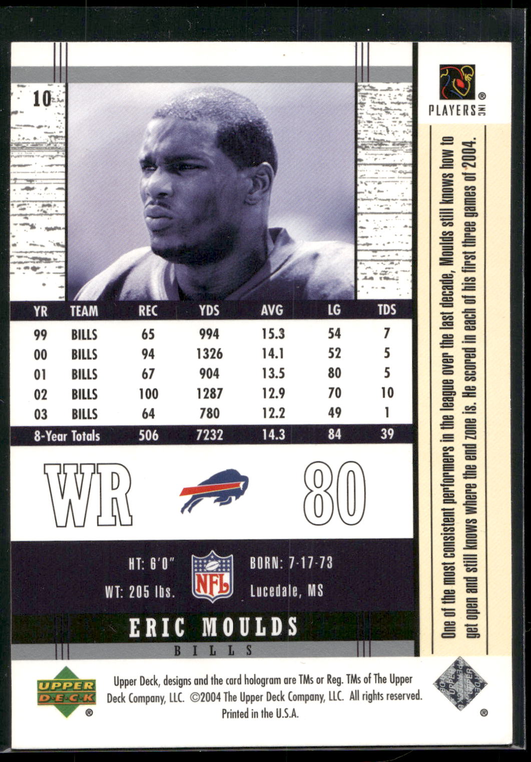 2004 Upper Deck Legends #10 Eric Moulds