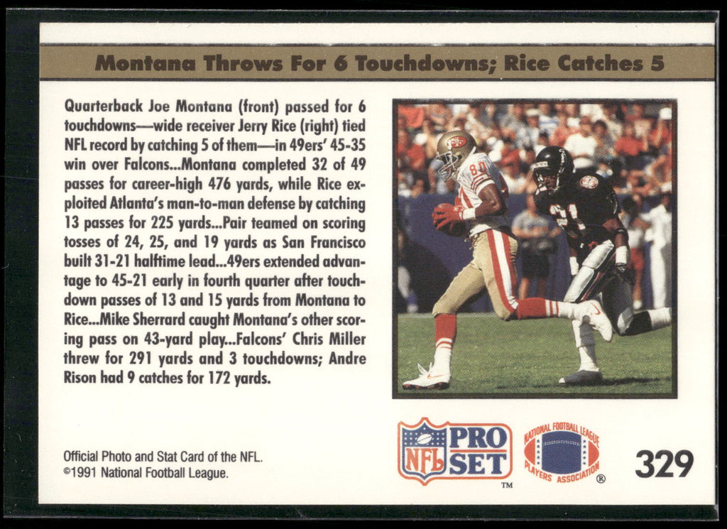 1991 Pro Set #329 Montana, Rice Burn Falcons