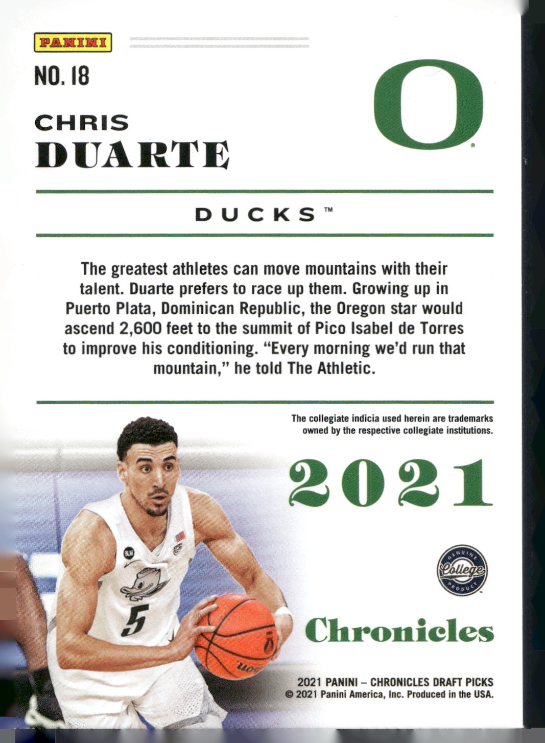 2021 Panini Chronicles Draft Picks #18 Chris Duarte