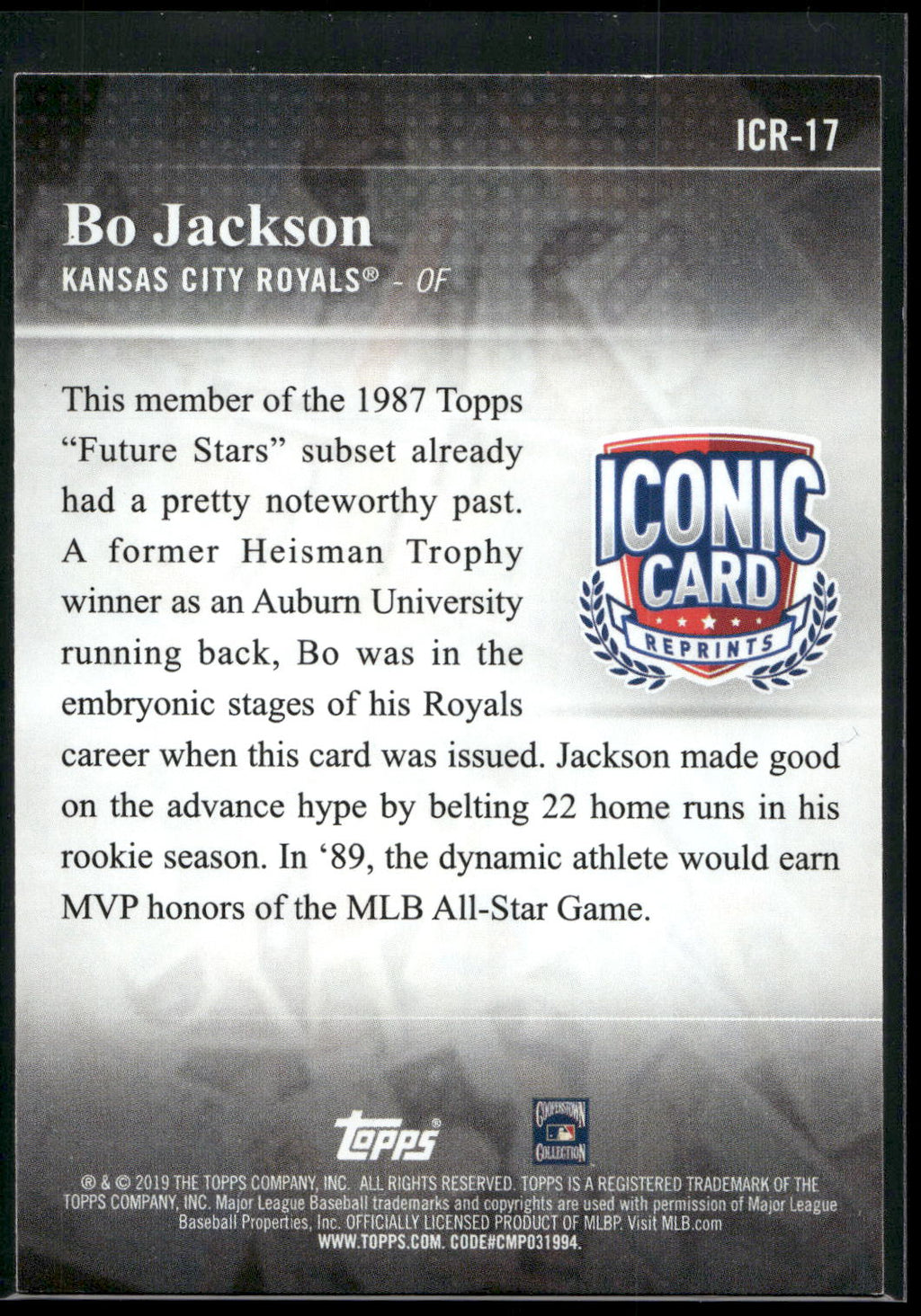 1987 Topps #170 Bo Jackson