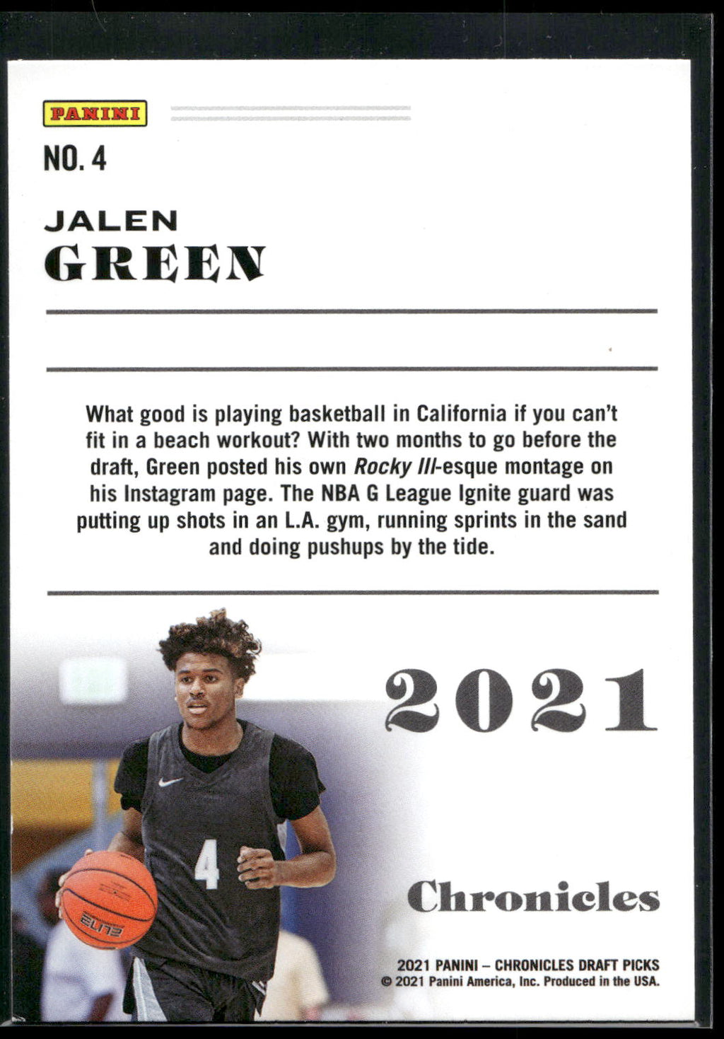2021 Panini Chronicles Draft Picks #4 Jalen Green
