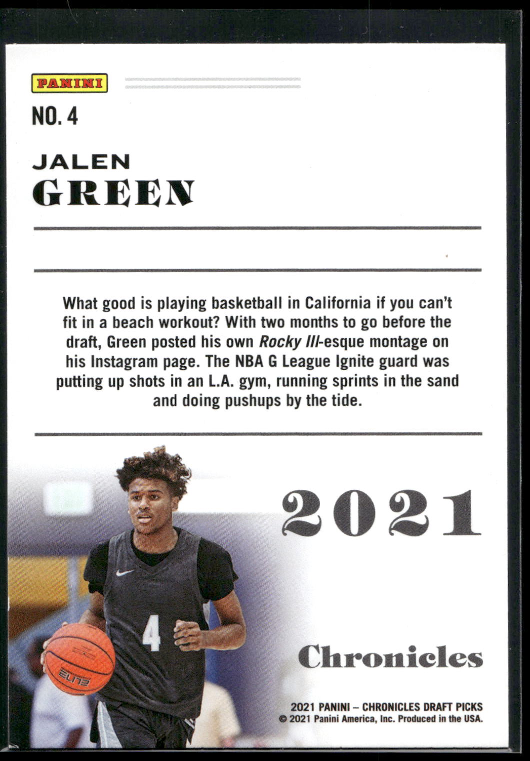 2021 Panini Chronicles Draft Picks #4 Jalen Green