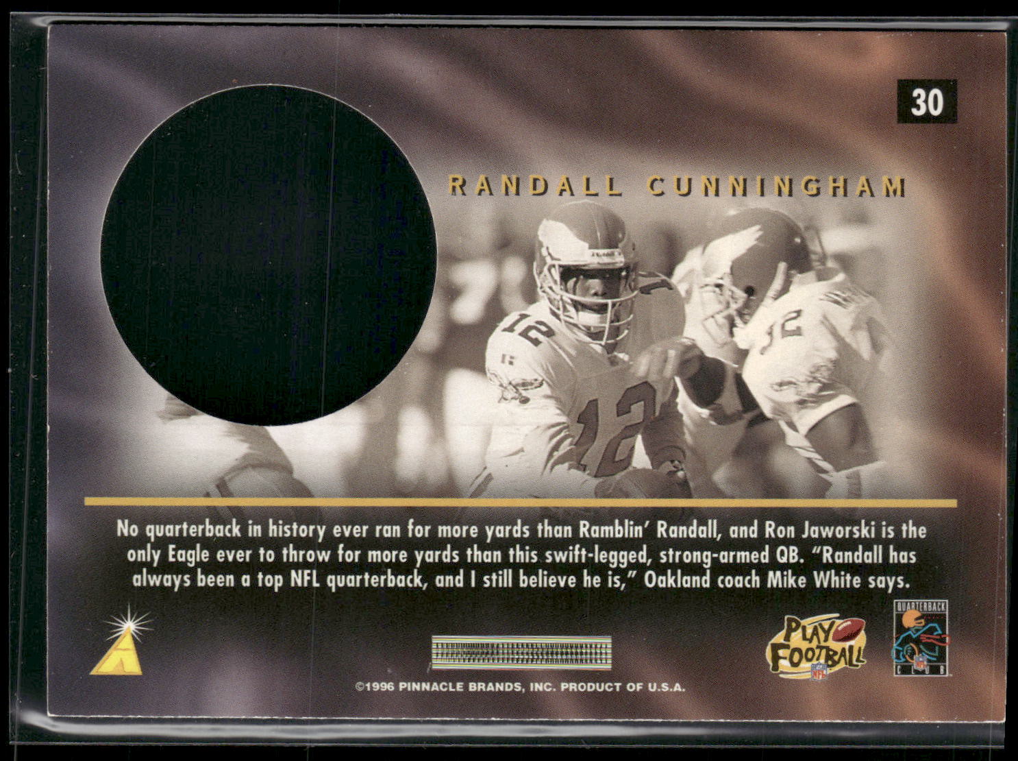 1996 Pinnacle Mint #30 Randall Cunningham