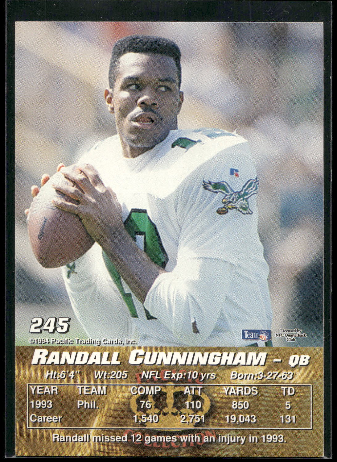 1994 Pacific #245 Randall Cunningham