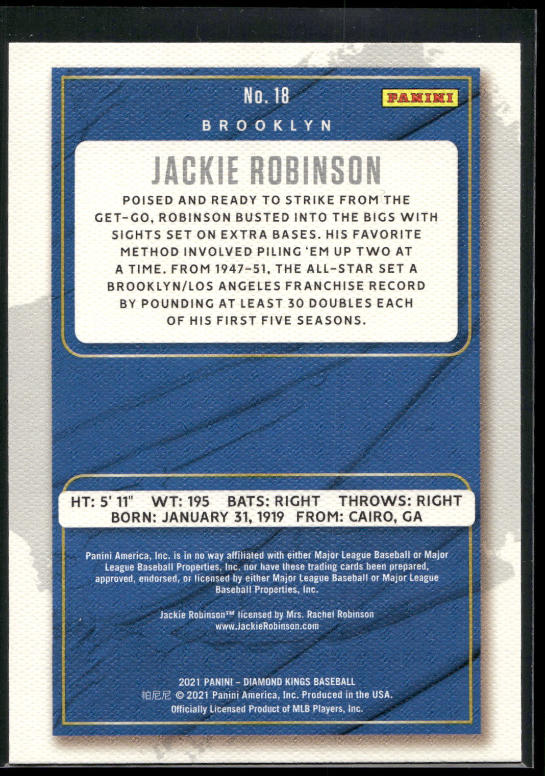 2021 Panini Diamond Kings #18 Jackie Robinson