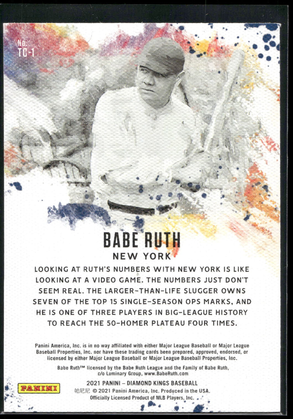 2021 Panini Diamond Kings #TC-1 Babe Ruth The Club