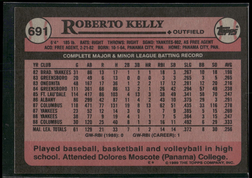 1989 Topps #691 Roberto Kelly