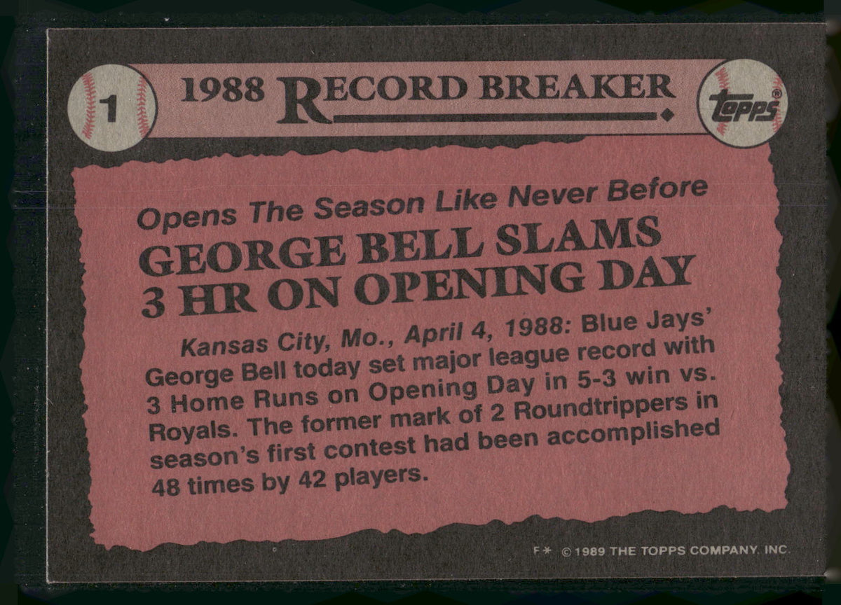 1989 Topps #1 George Bell