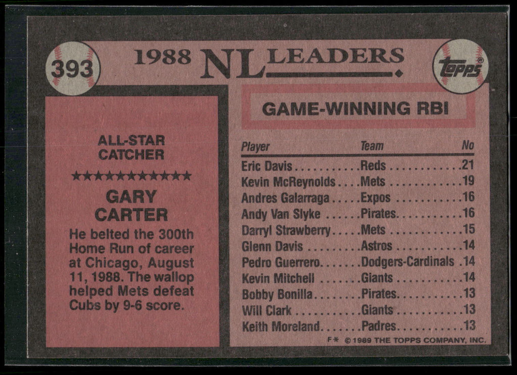 1989 Topps #393 Gary Carter