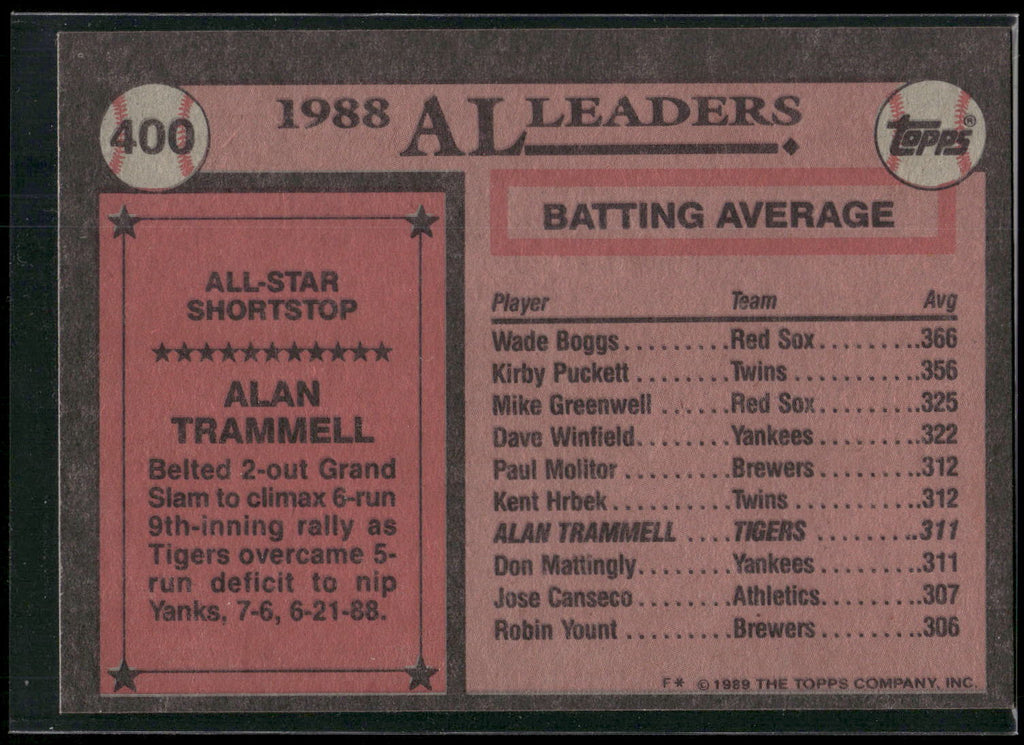 1989 Topps #400 Alan Trammell