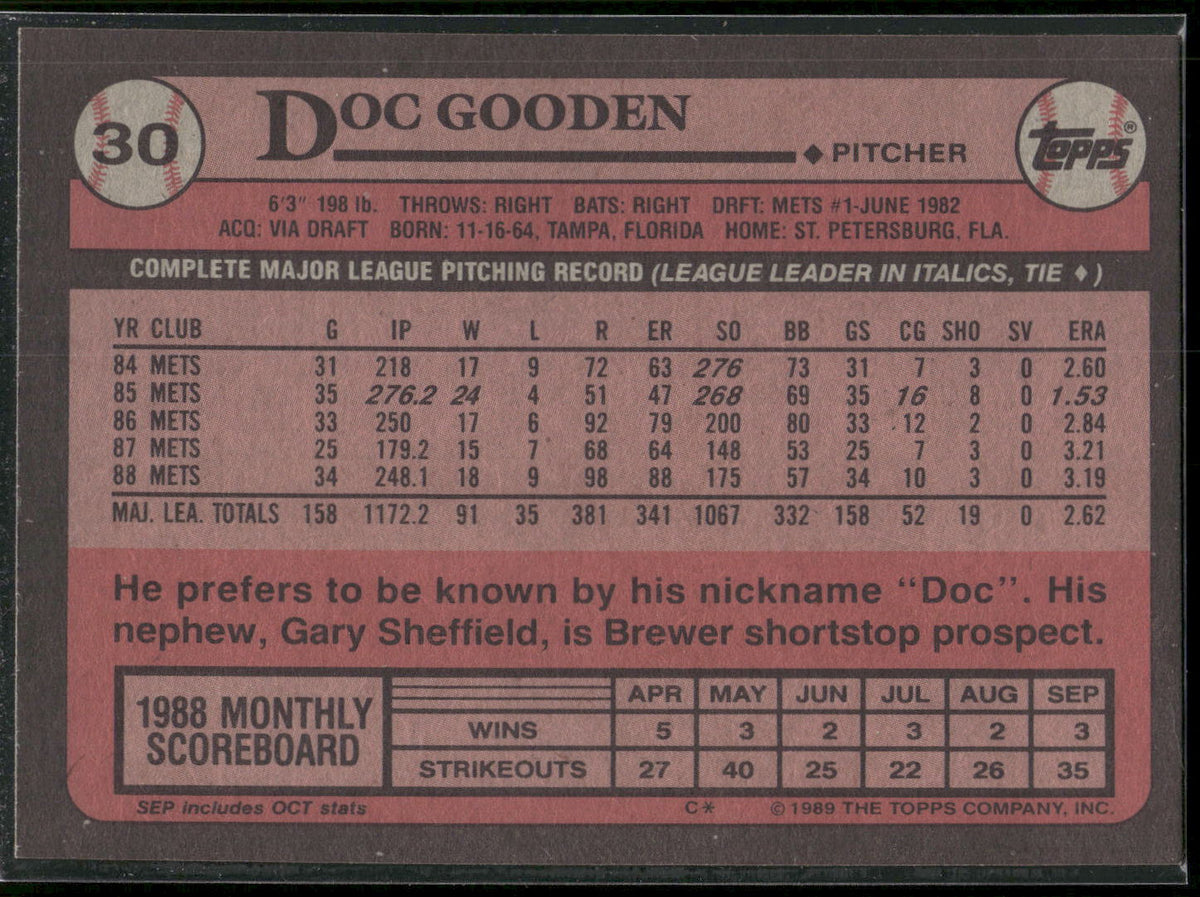 1989 Topps #30 Doc Gooden
