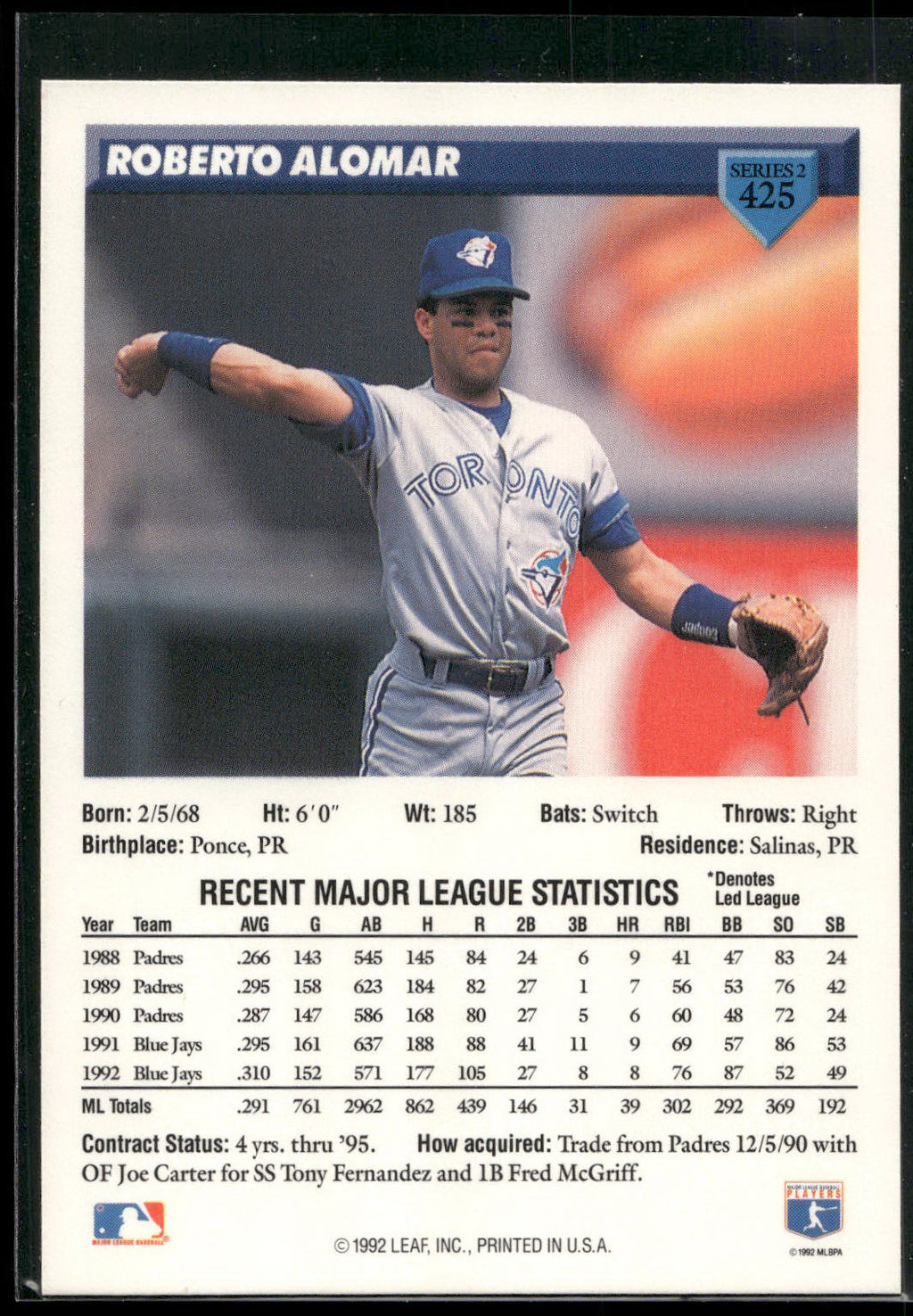 1993 Donruss #425 Roberto Alomar