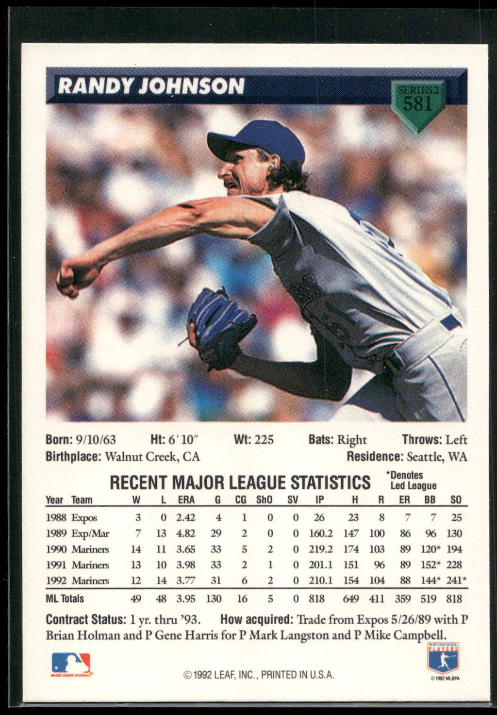 1993 Donruss #581 Randy Johnson