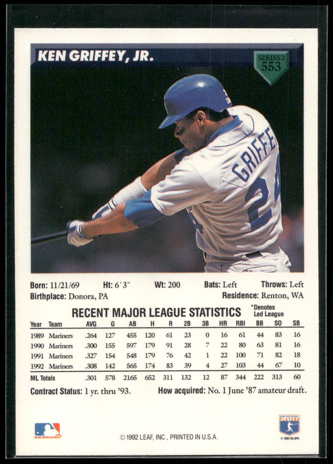 1993 Donruss #553 Ken Griffey, Jr.