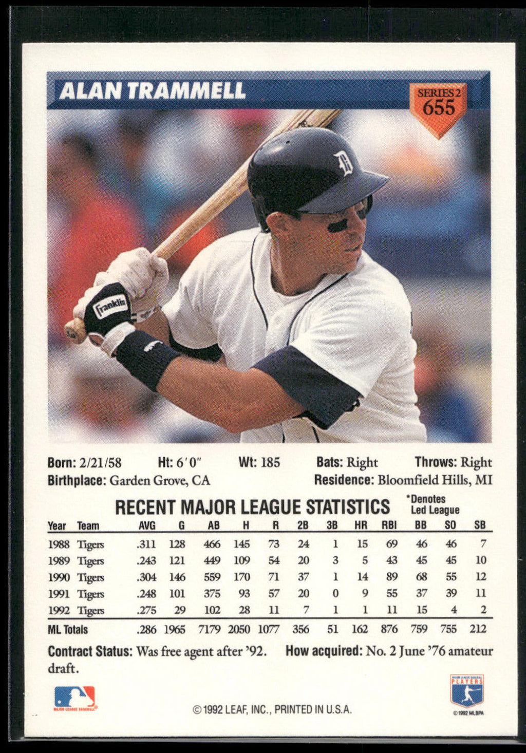 1993 Donruss #655 Alan Trammell