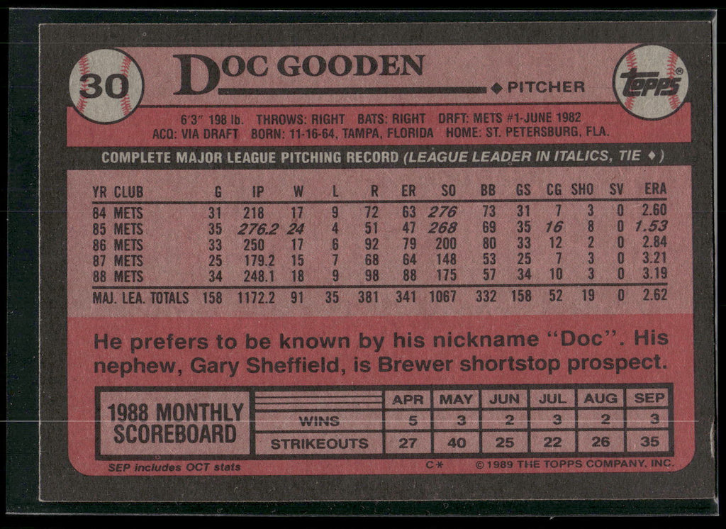 1989 Topps #30 Doc Gooden