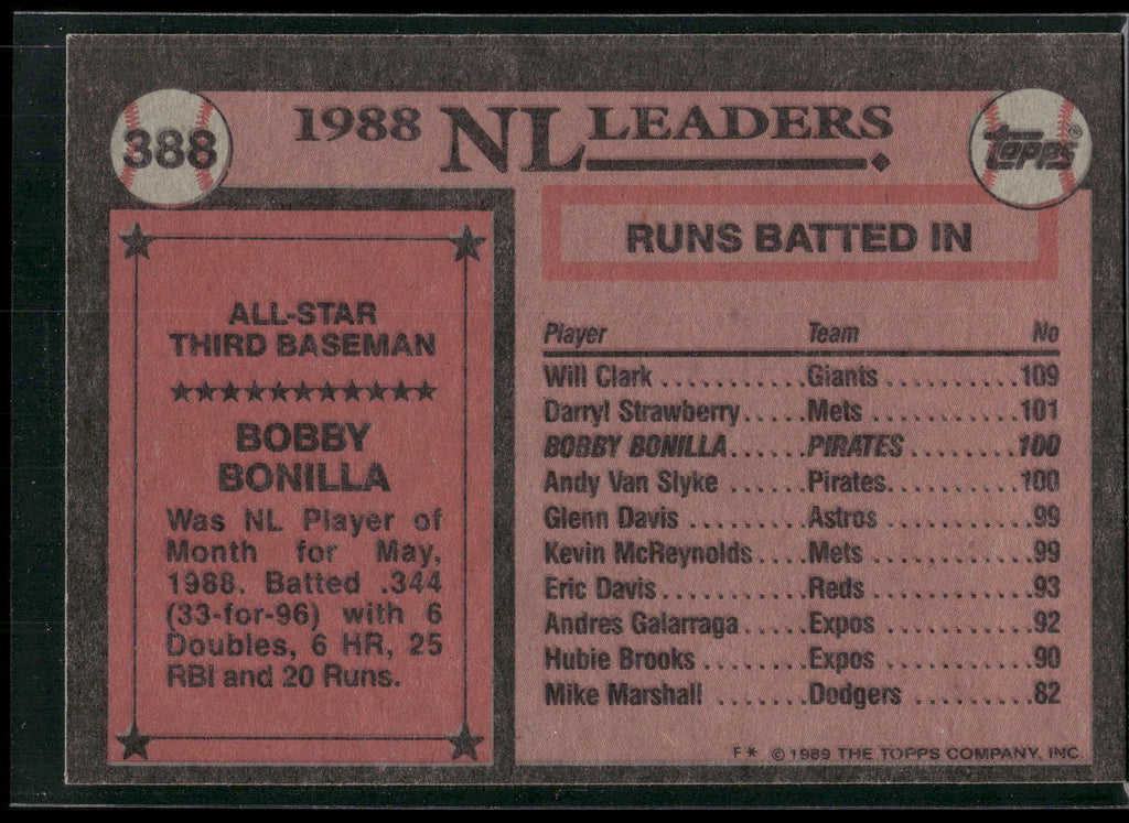 1989 Topps #388 Bobby Bonilla