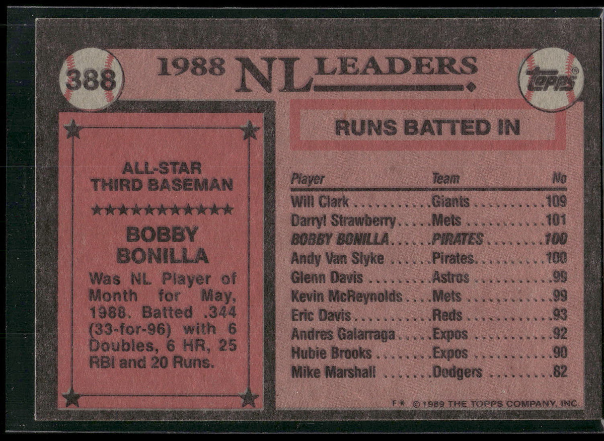 1989 Topps #388 Bobby Bonilla