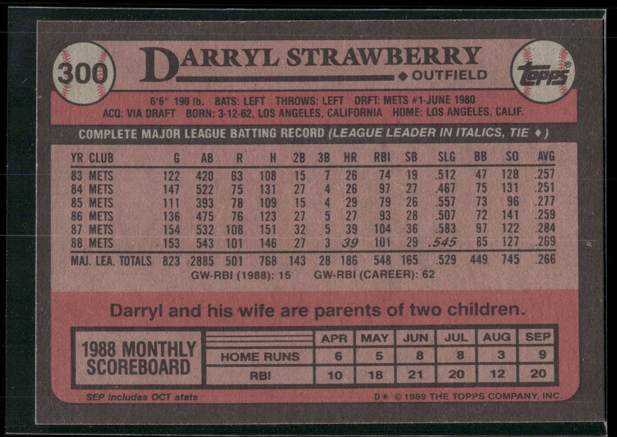 1989 Topps #300 Darryl Strawberry