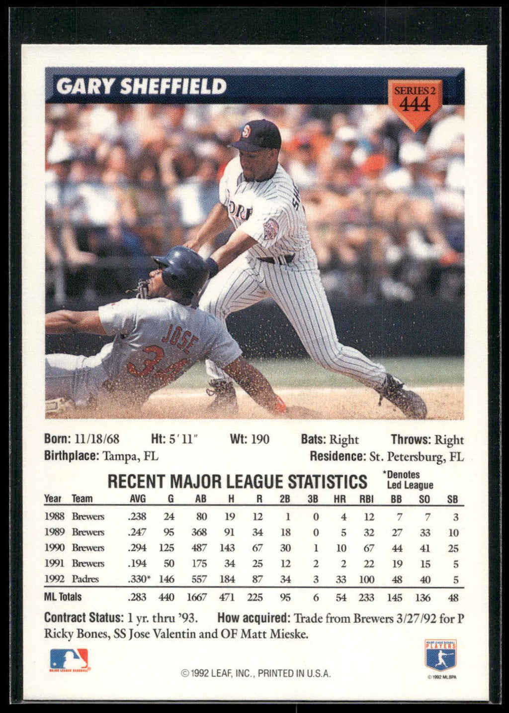 1993 Donruss #444 Gary Sheffield
