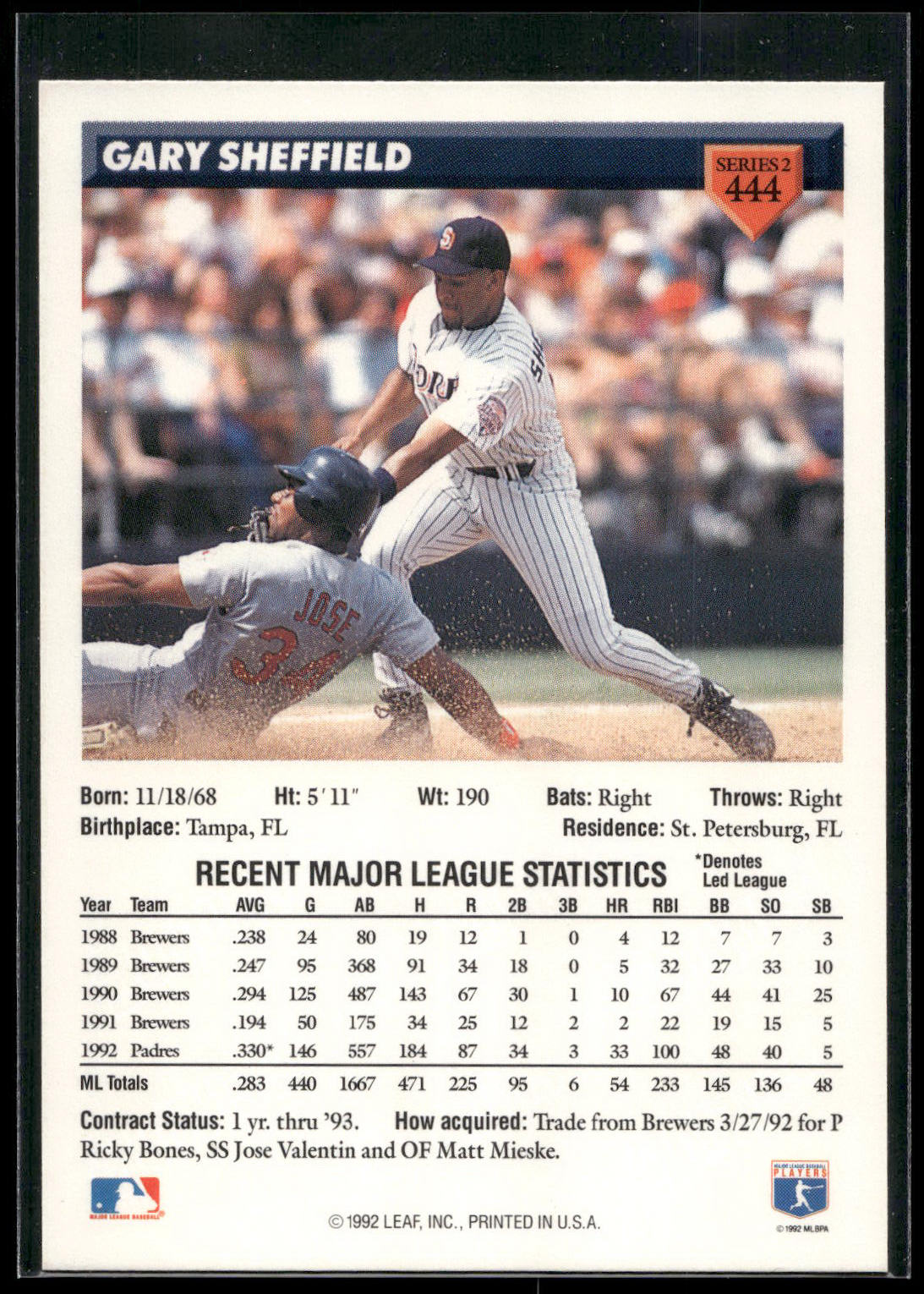 1993 Donruss #444 Gary Sheffield