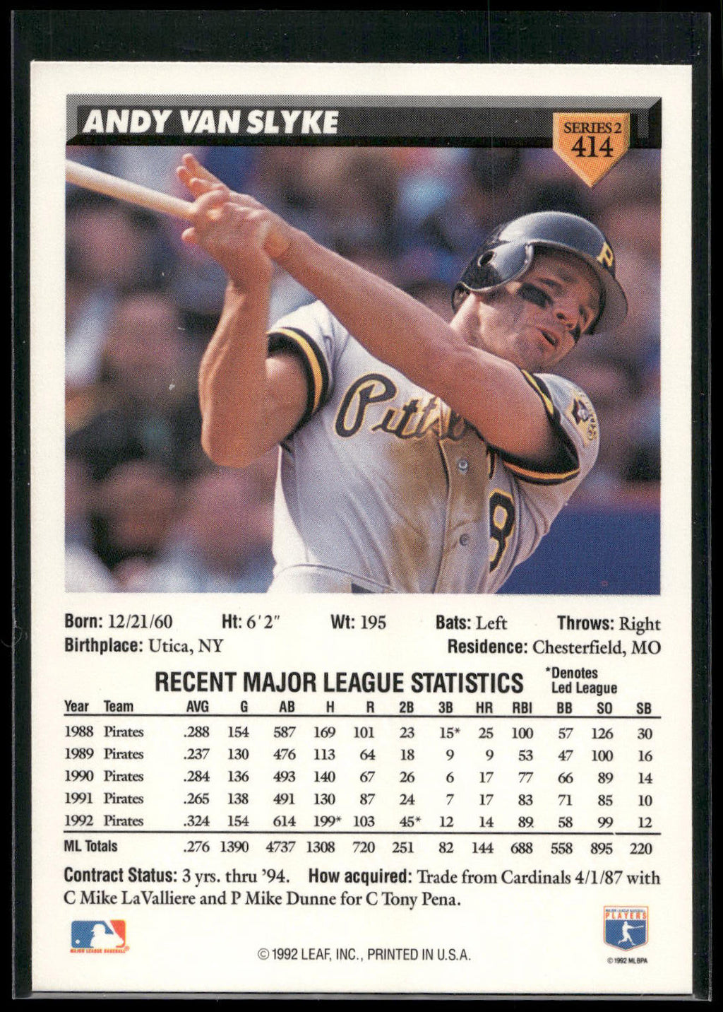 1993 Donruss #414 Andy Van Slyke
