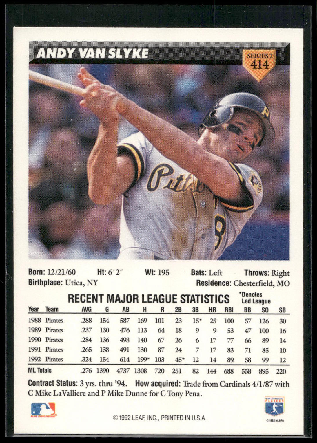 1993 Donruss #414 Andy Van Slyke