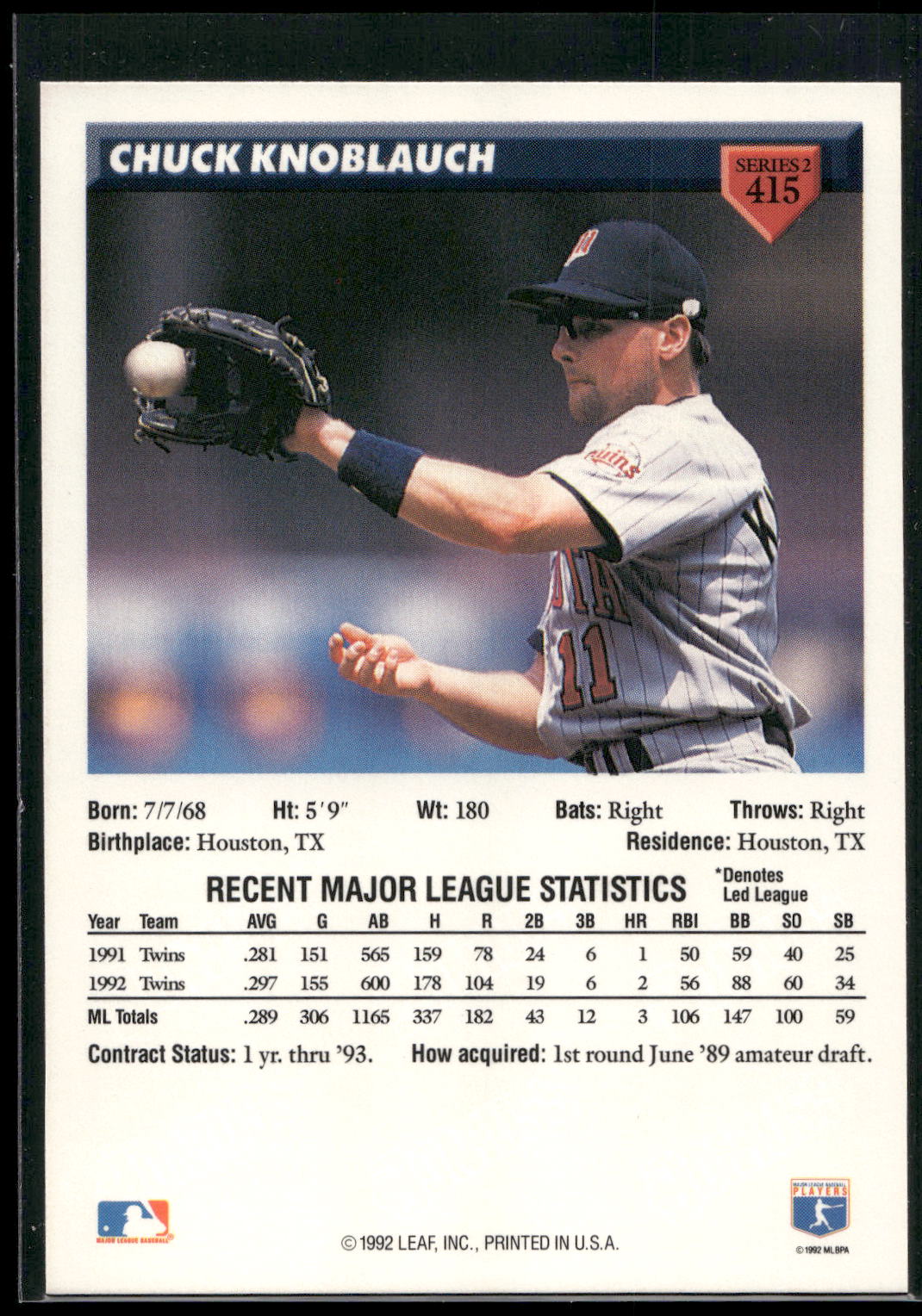 1993 Donruss #415 Chuck Knoblauch