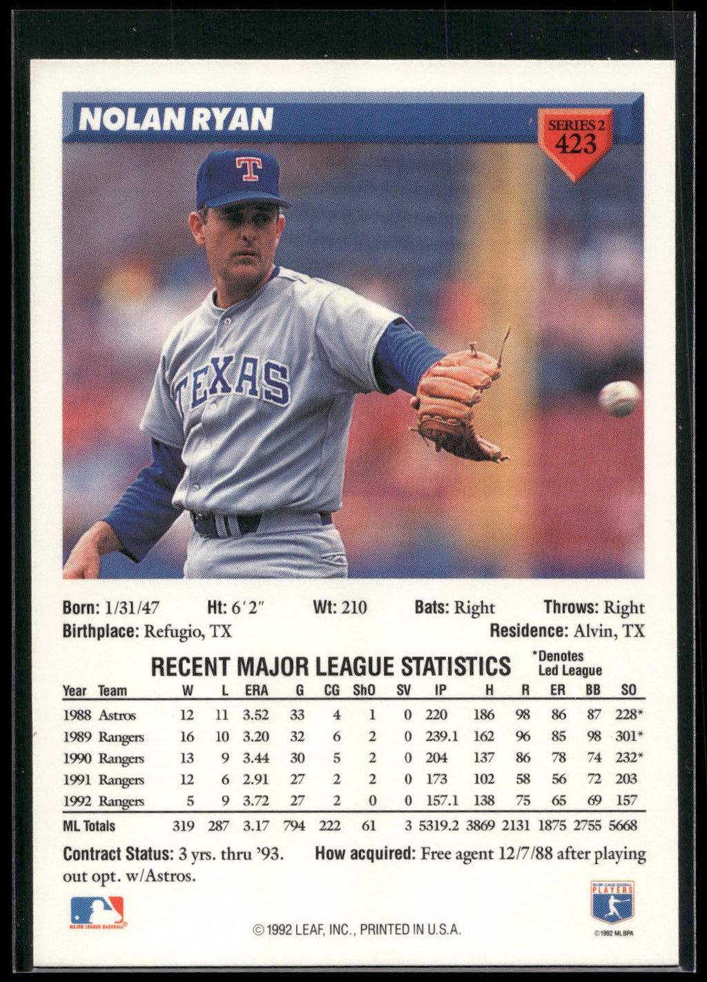 1993 Donruss #423 Nolan Ryan