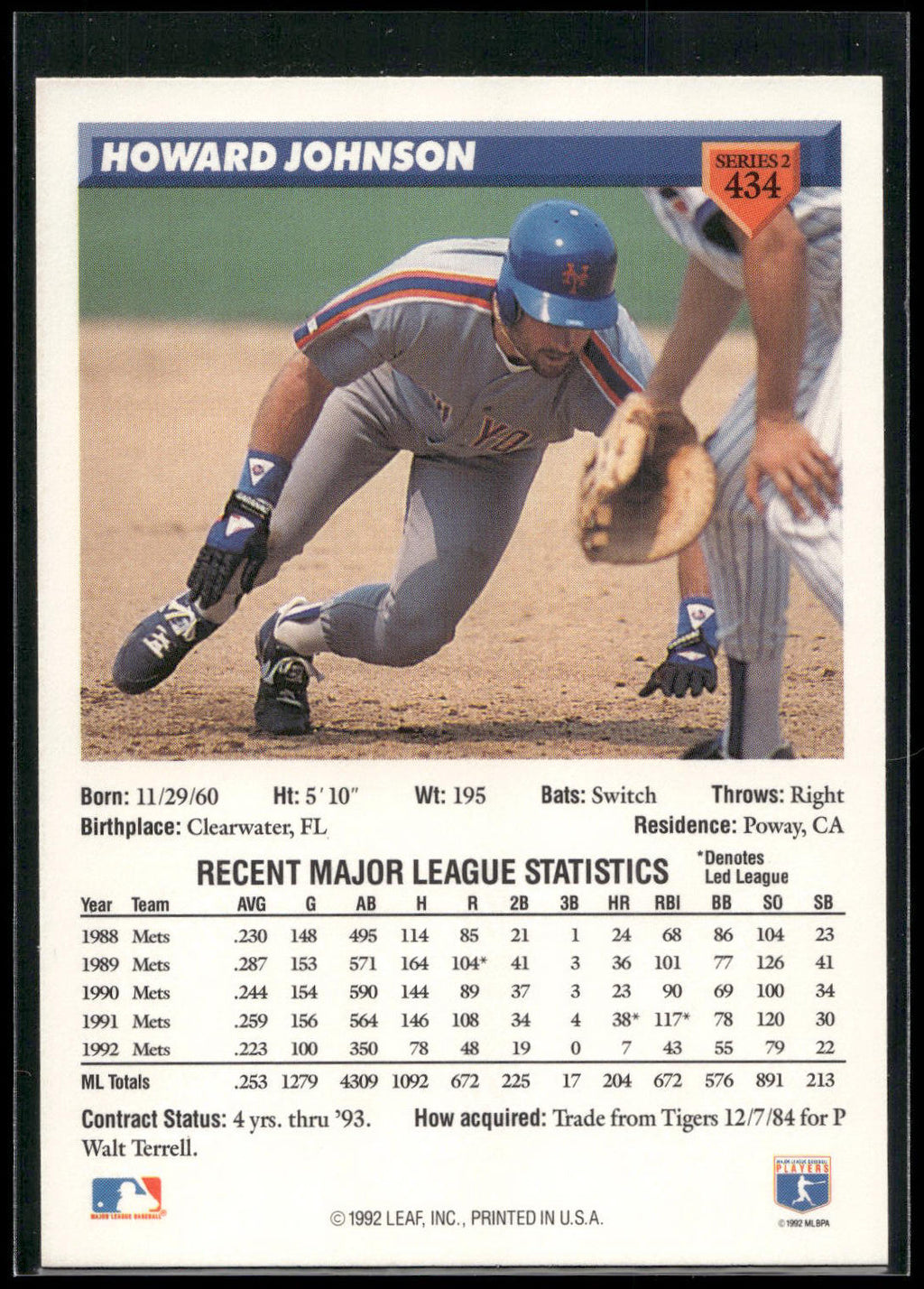 1993 Donruss #434 Howard Johnson