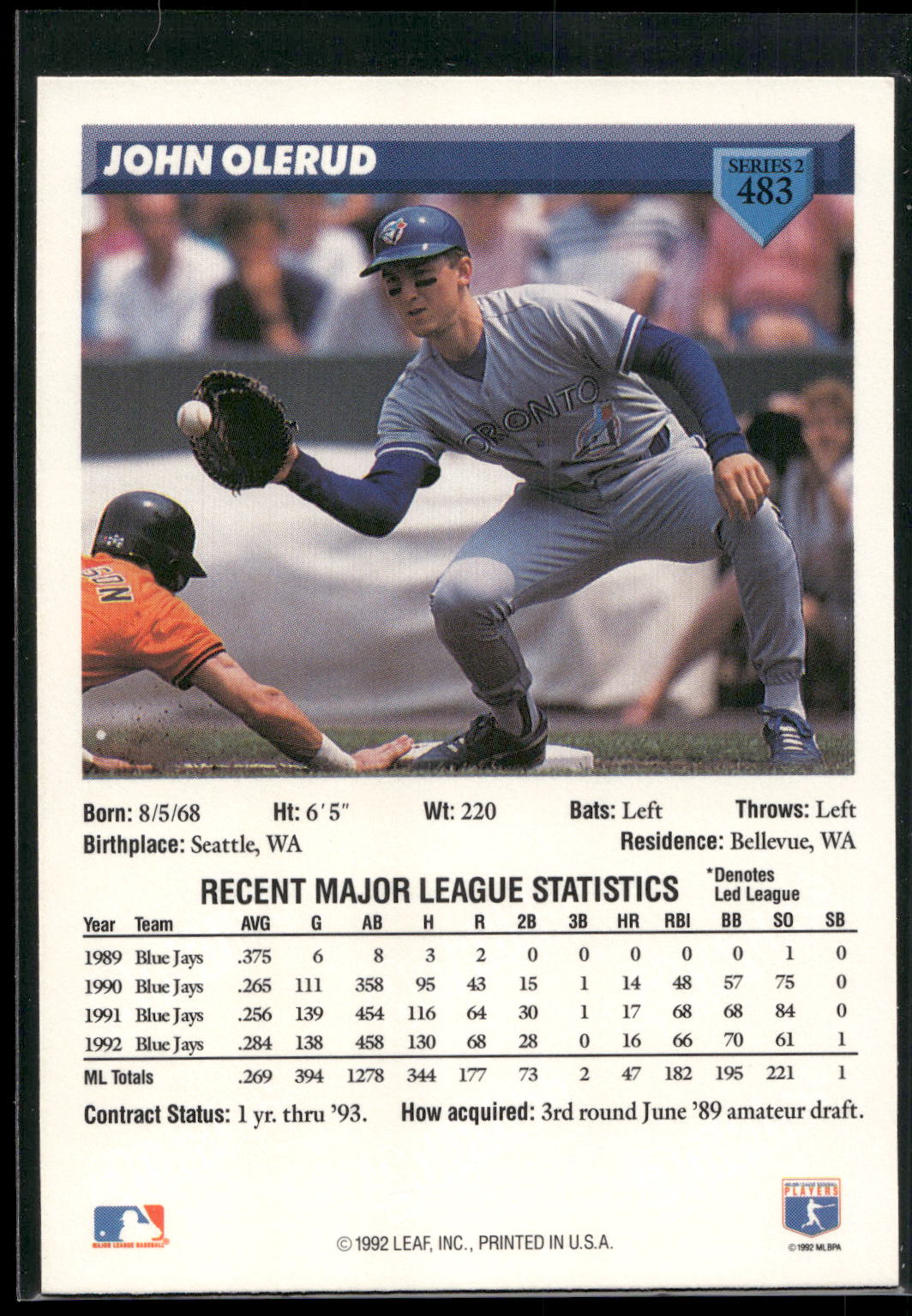 1993 Donruss #483 John Olerud