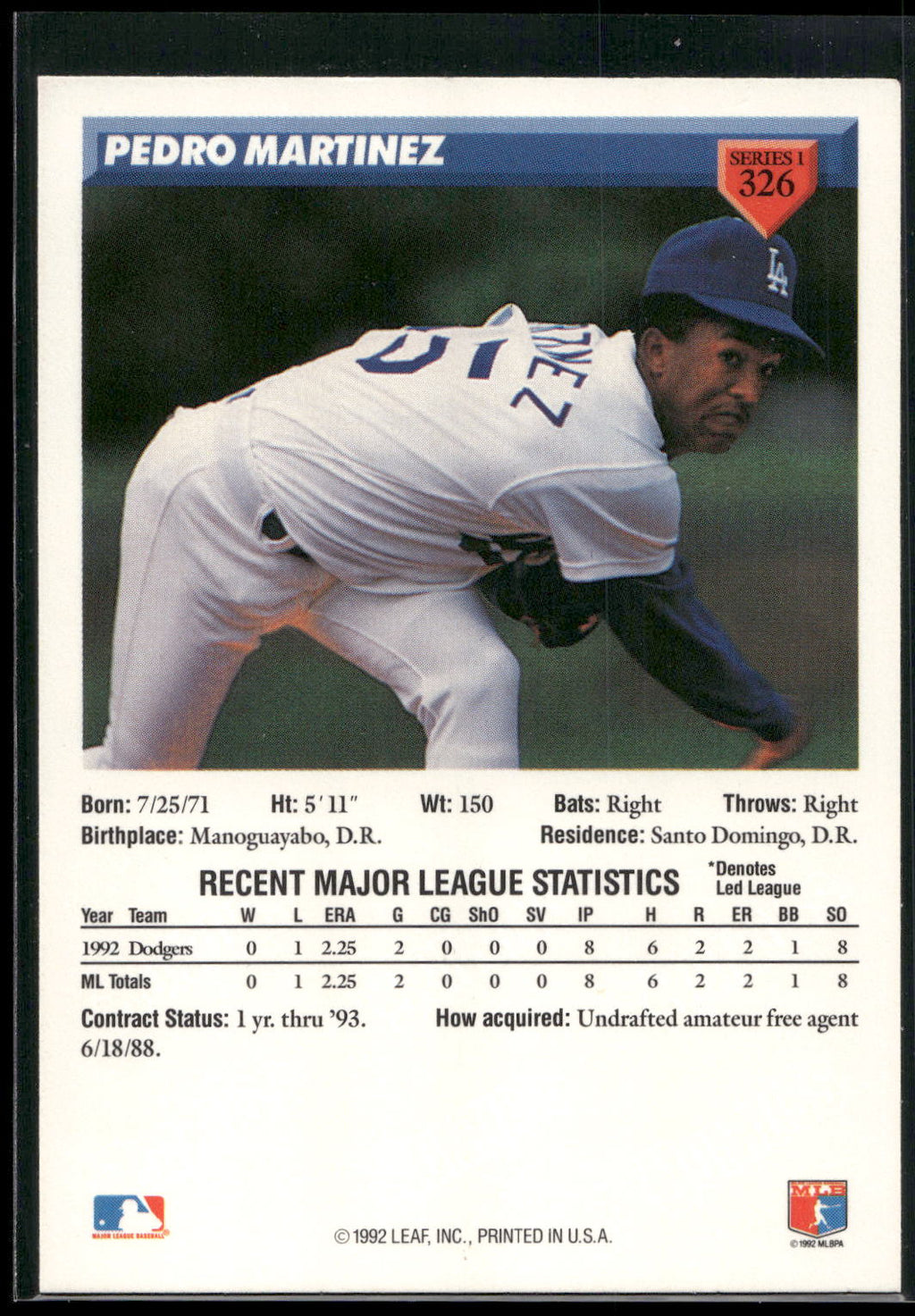 1993 Donruss #326 Pedro Martinez