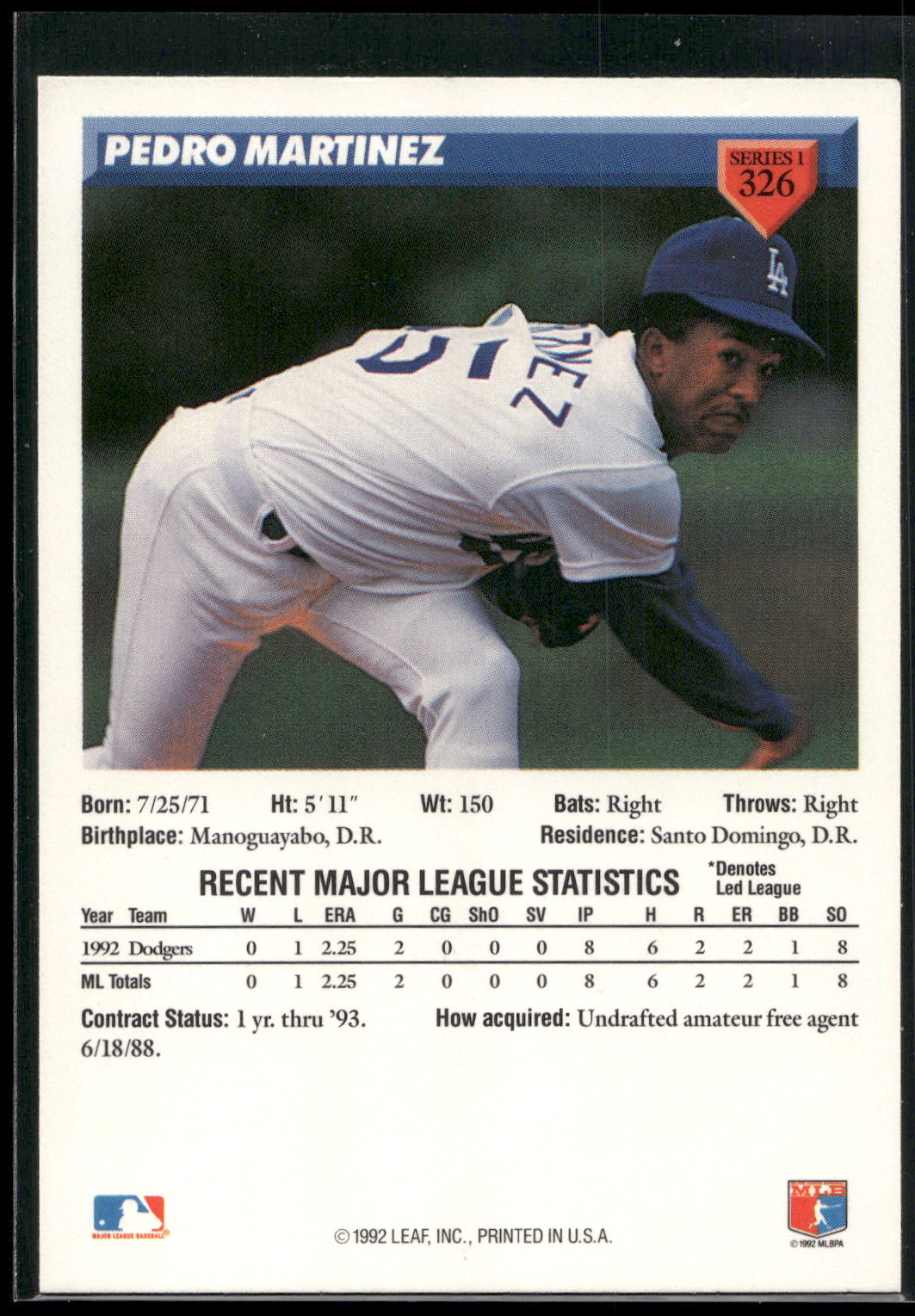 1993 Donruss #326 Pedro Martinez