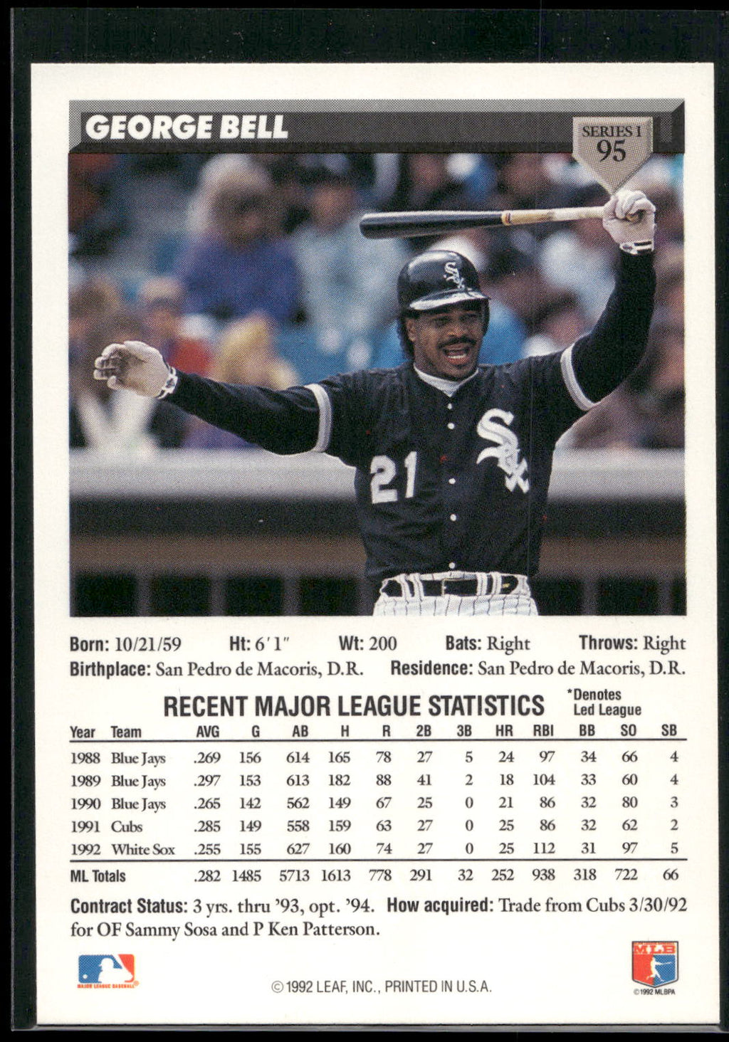 1993 Donruss #95 George Bell