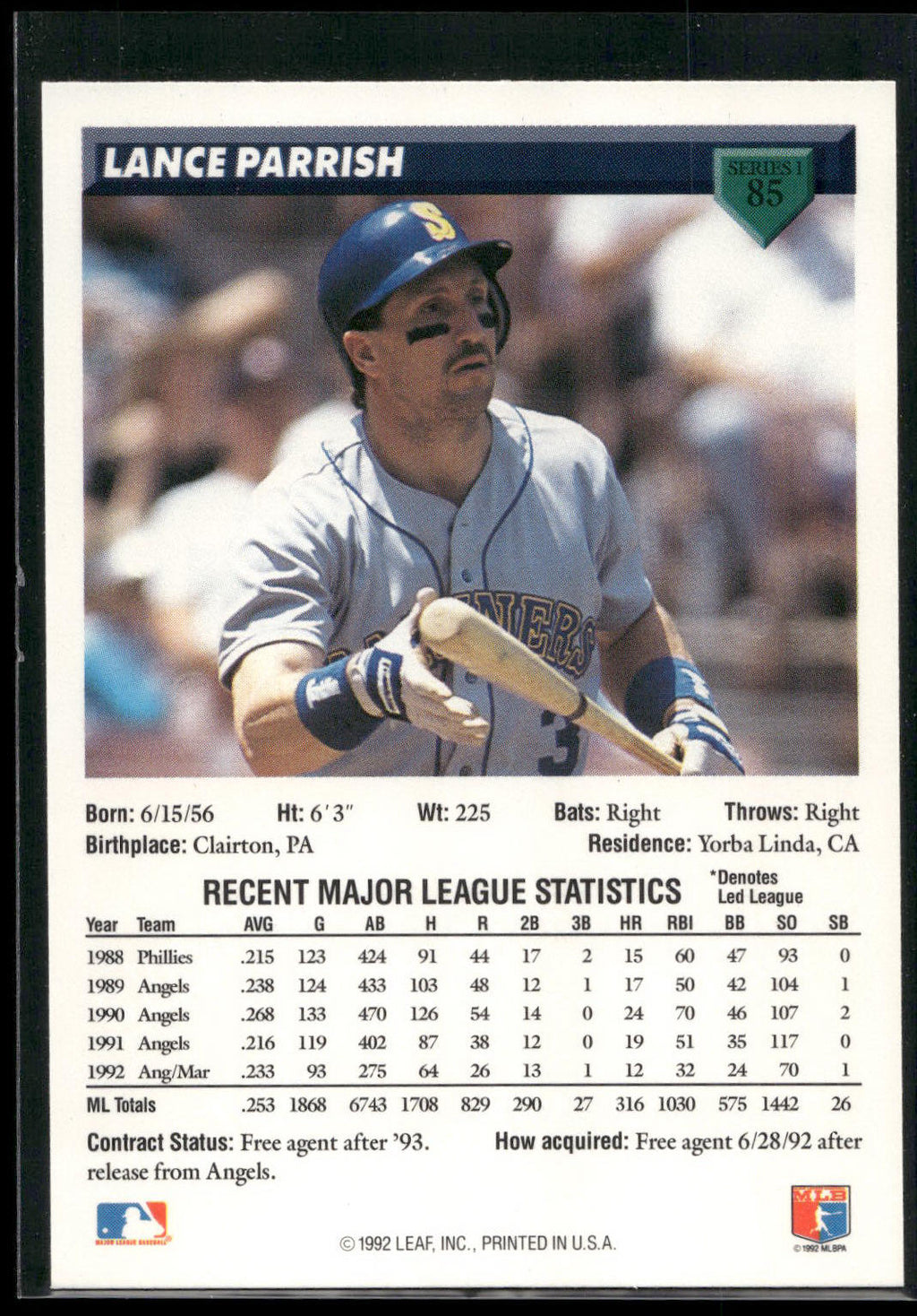 1993 Donruss #85 Lance Parrish