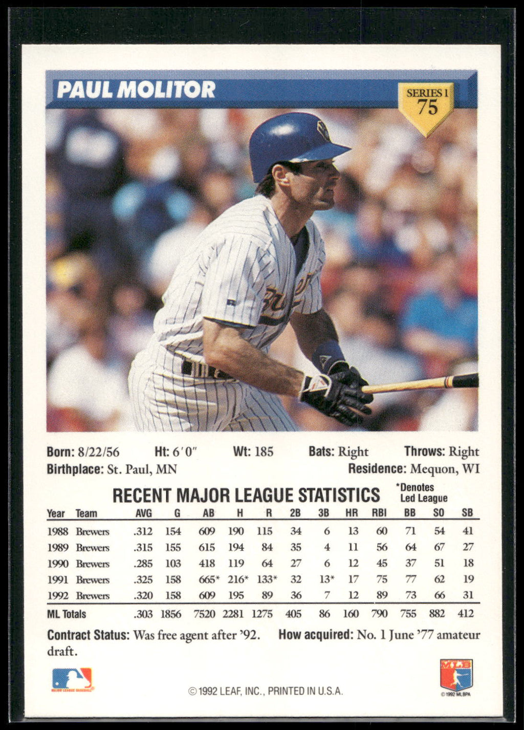 1993 Donruss #75 Paul Molitor