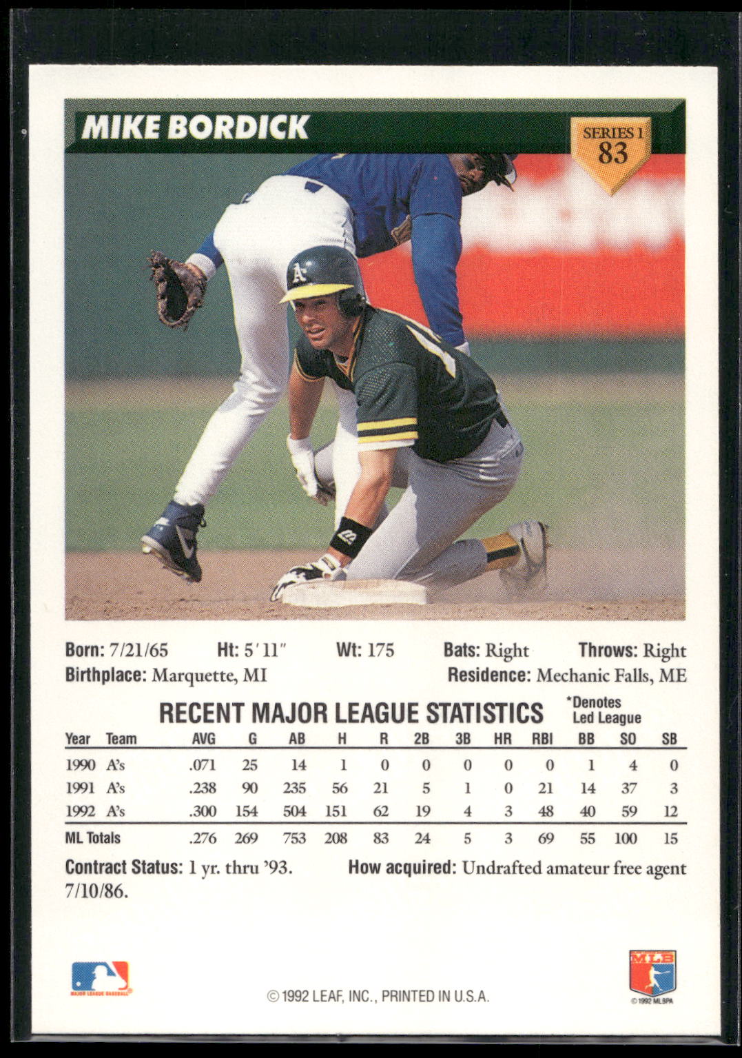 1993 Donruss #83 Mike Bordick