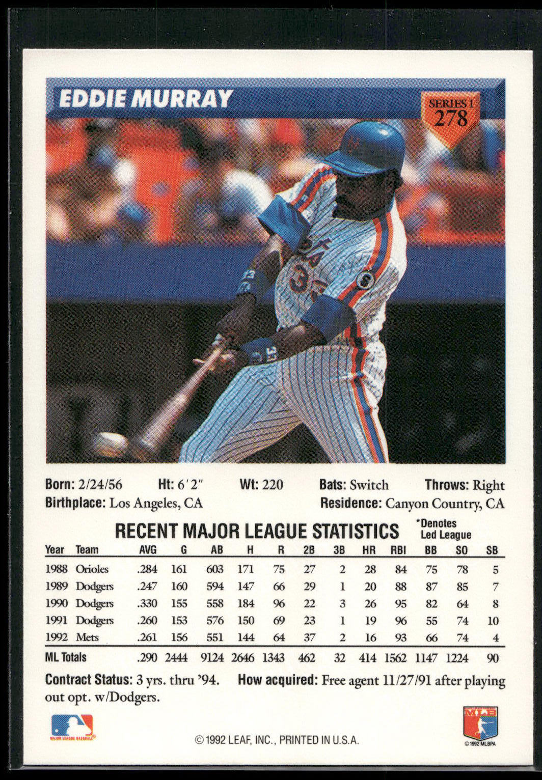 1993 Donruss #278 Eddie Murray