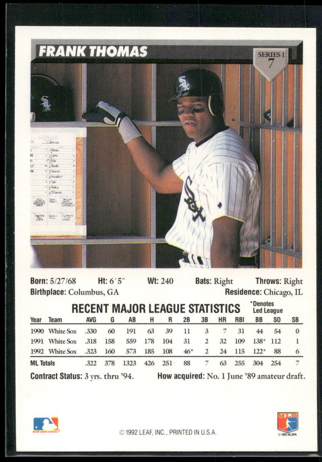 1993 Donruss #7 Frank Thomas