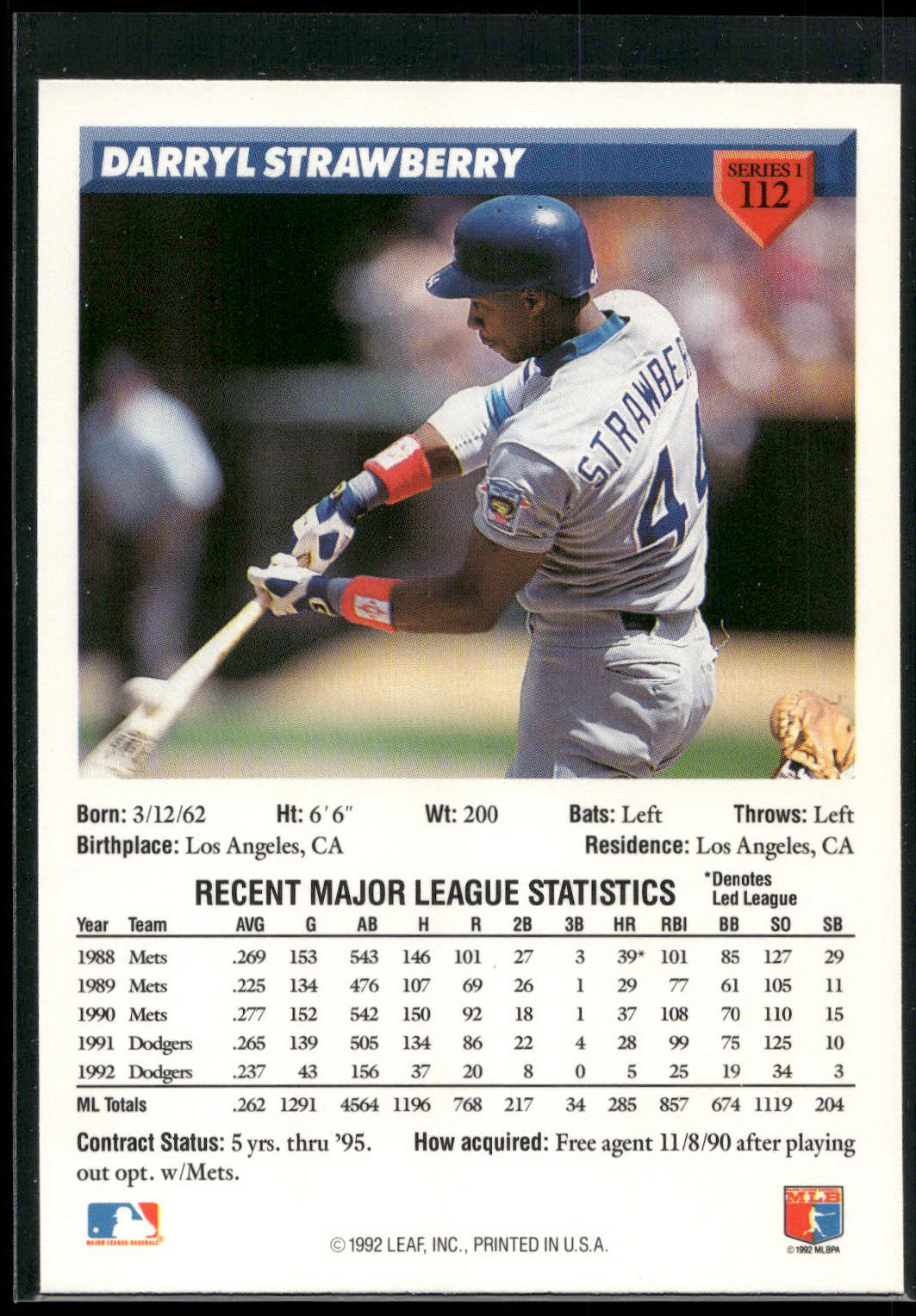 1993 Donruss #112 Darryl Strawberry
