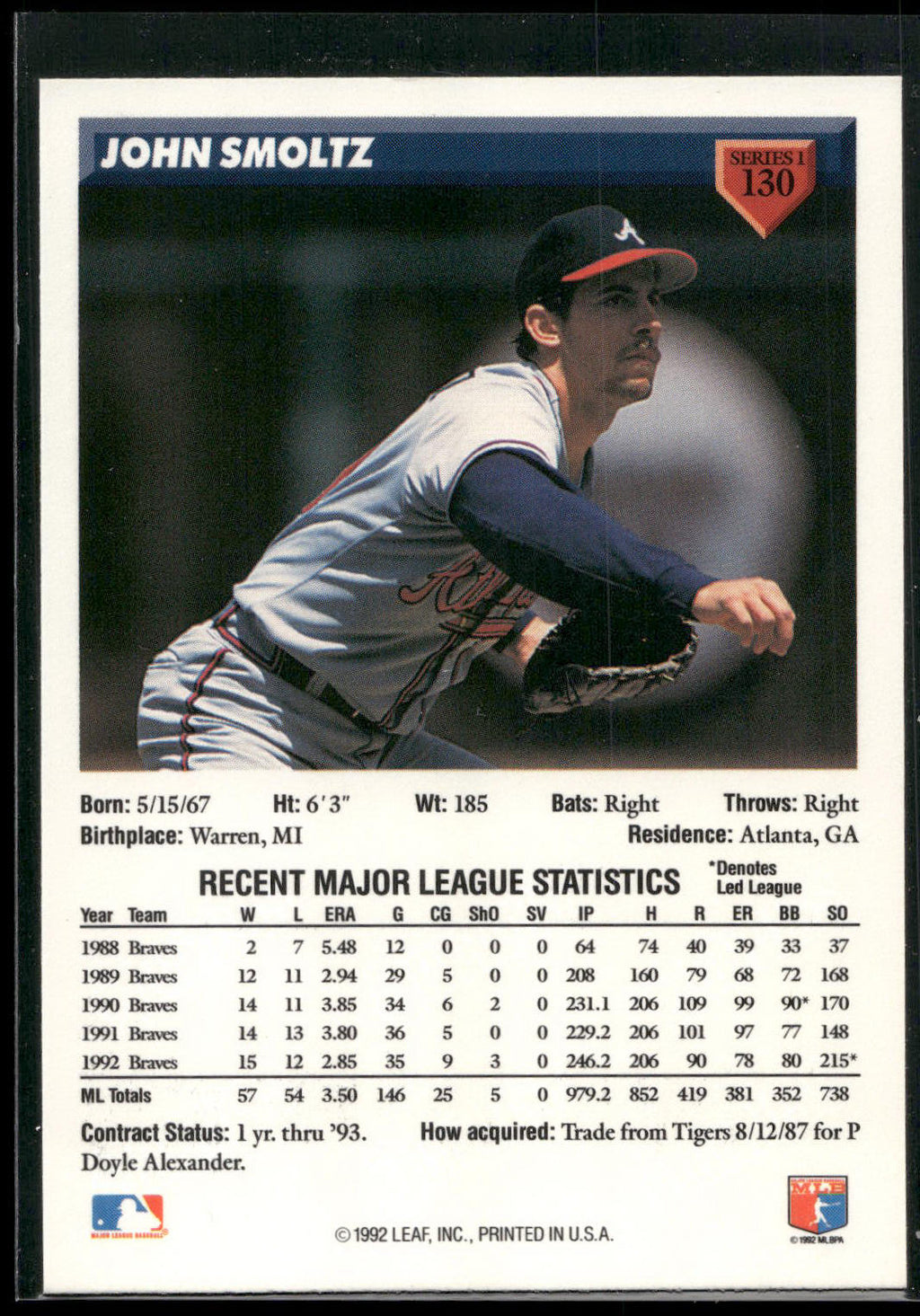 1993 Donruss #130 John Smoltz