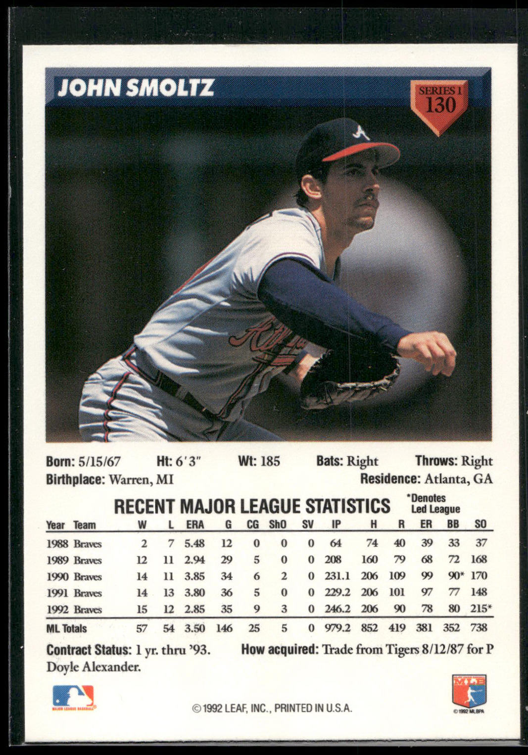 1993 Donruss #130 John Smoltz